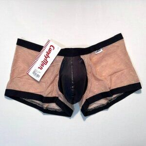 CandyMan Size S/M Nude Lace Boxer/Briefs/Trunks - Black/Nude - Pouch